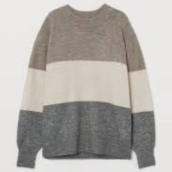 H&M Fine-Knit Long Sleeve Color-Block Sweater - Picture 1 of 7